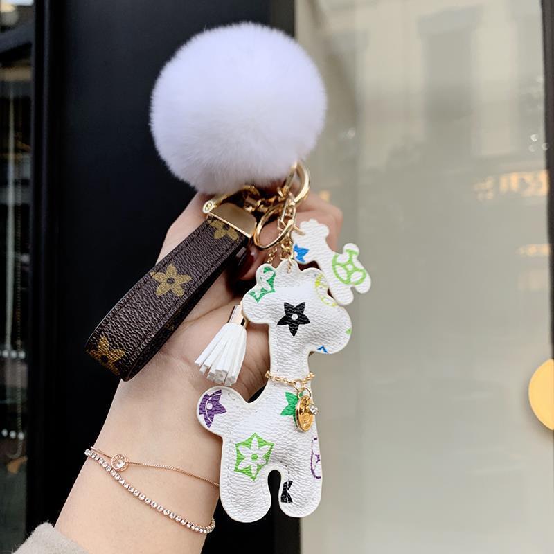 Luxurys designer Fashion style High-end Internet Celebrity Creative Car for Women, Leather Bear Keychain Pendant, Couple Backpack Decoration