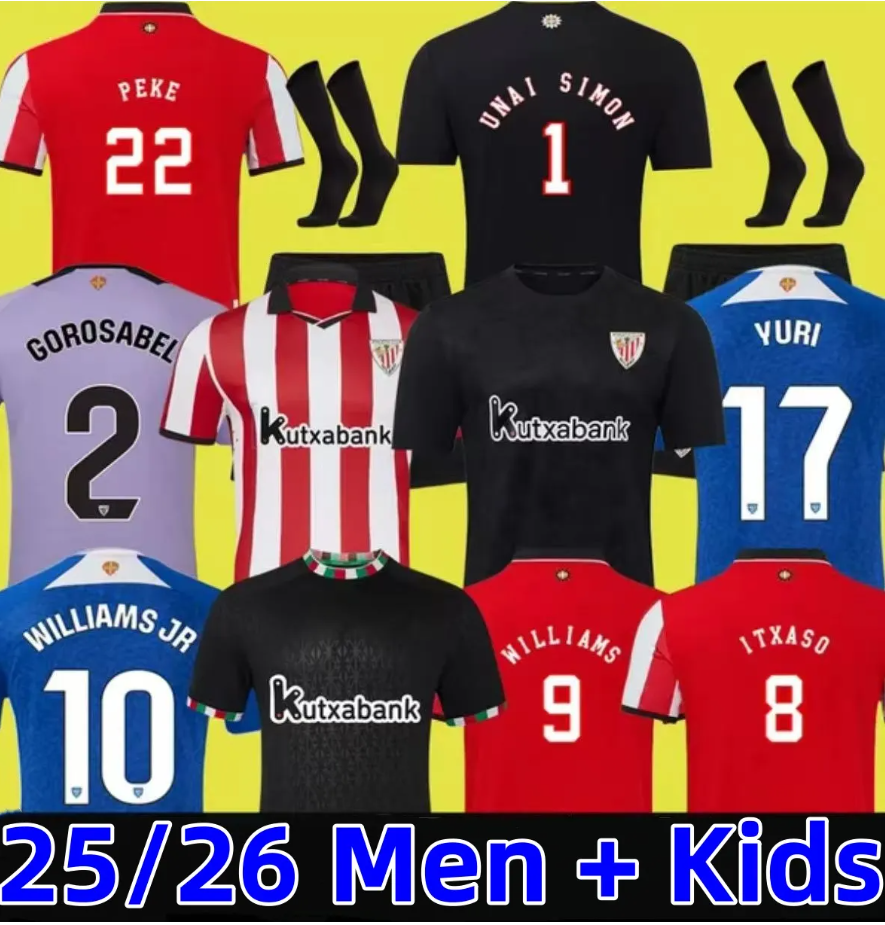 25 26 camiseta de Bilbao Soccer Jerseys 2025 2026 GURUZETA BERENGUER MUNIAIN WILLIAMS Football shirt GARCIA VILLALIBRE Athletic Bilbao Sancet UNAL Men Kids Kit 6666