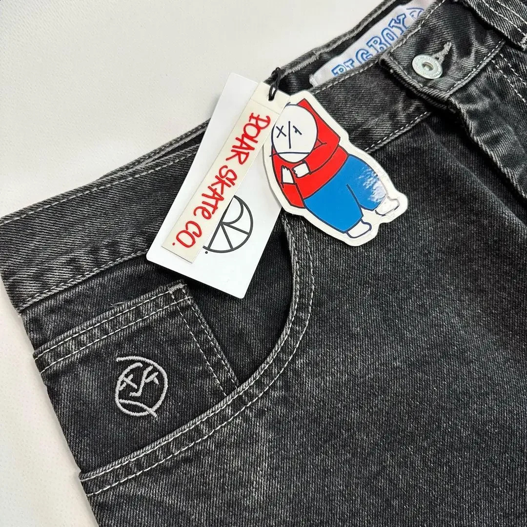 Polar Big Boy Streetwear Skateboard Retro Blue Denim Shorts Harajuku Hip Hop Cartoon Graphics Embroidered Baggy Short Sweatpants 250823