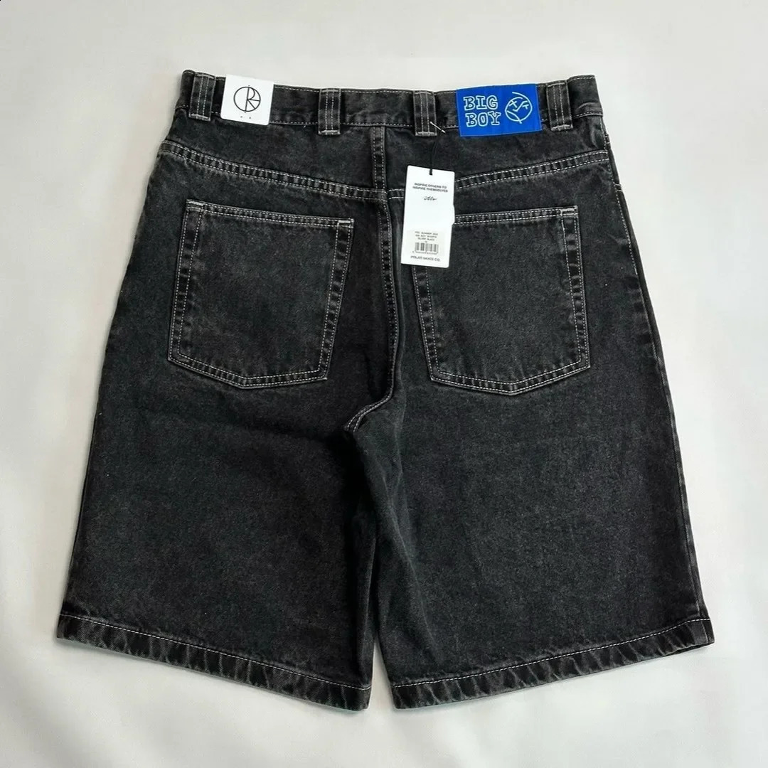 Polar Big Boy Streetwear Skateboard Retro Blue Denim Shorts Harajuku Hip Hop Cartoon Graphics Embroidered Baggy Short Sweatpants 250823