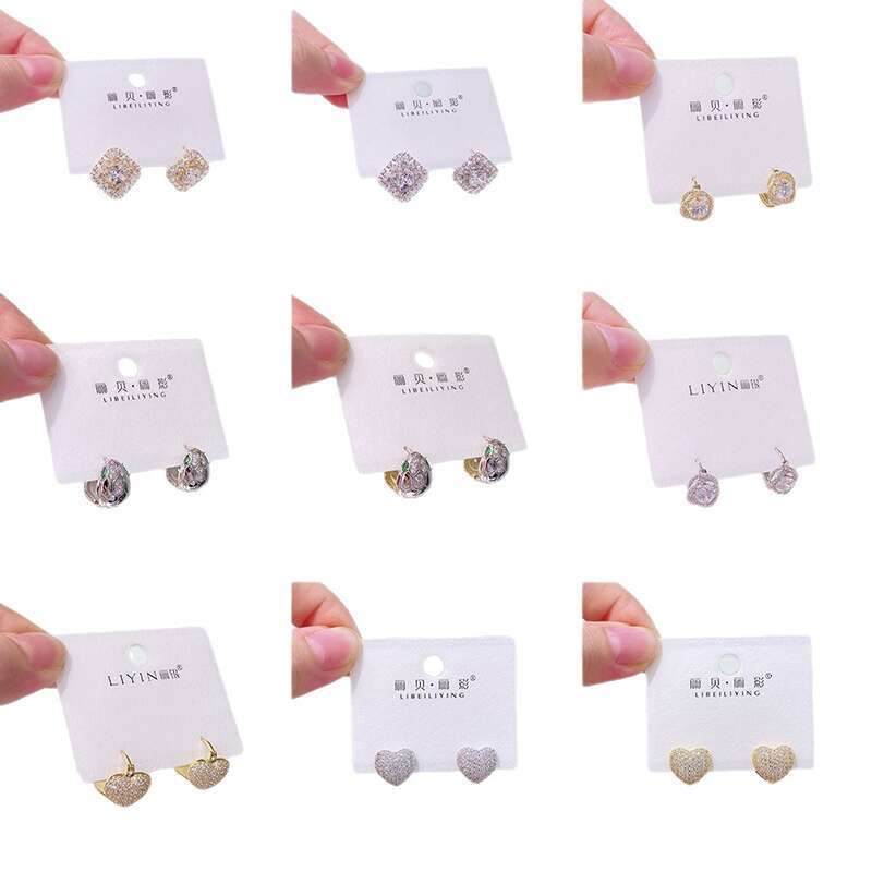 Ring Earrings Fashion Jewelry Inlaid With Spure Sier Reverse Color Pyroxene Full Dia moissanite earring