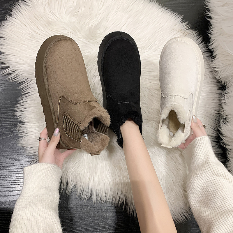 Large size 36-41 women's snow boots 2025 new design solid color elastic mouth warm short cotton boots free shipping