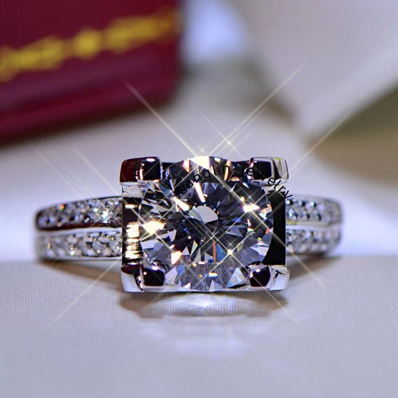 Luxury 925 Silver Pass Diamond Test 1 Ct D Color Moissanite Cow Head Wedding Ring Excellent Cut Top Quality Moissanite Rings