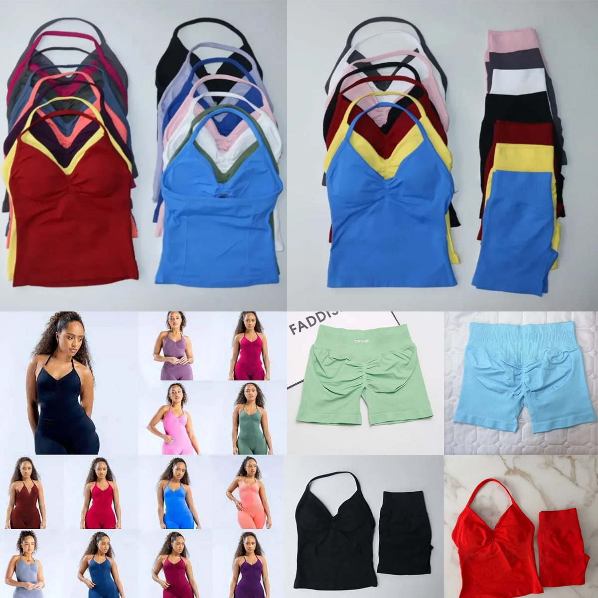 dfyen Yoga Shorts Set Women Fitness Clothing Scrunch Bum Gym Shorts Padded Tank Top Workout Vest Fitness Clothes Gym Suit Outfit Active Wear