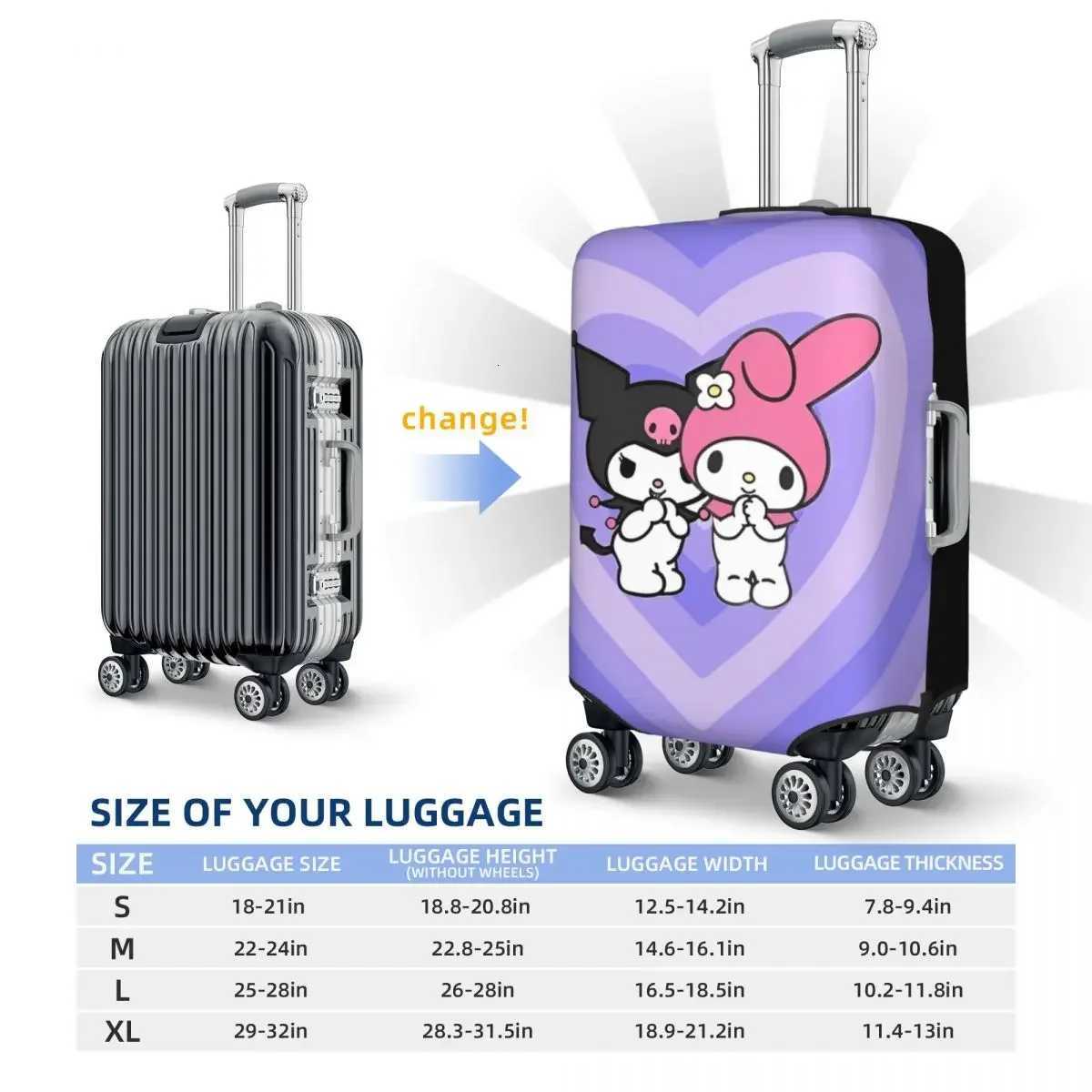 Melody Kuromi anime suitcase flying Kawaii cartoon useful telescopic fasteners and safety fastener protection W250823