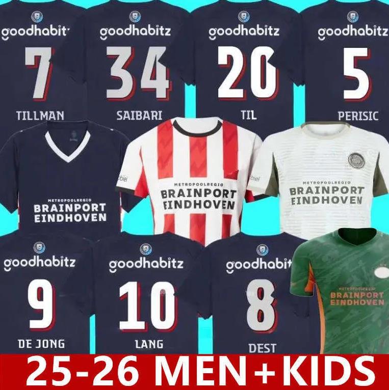 25 26 Eindhoven PSVs Soccer Jerseys 2024 2025 Hazard home Away Third FABIO Sia 2026 Men It Football Shirts Kids Set TOP Kits LANG DEST DE JONG TILLMAN 10 BAKAYOKO PEPI