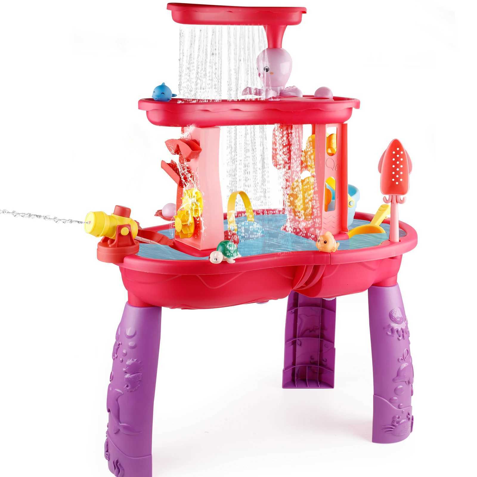 3-Tier Kids Splash Sand Table Water Toys Rain Showers Splash Pond for Outdoor Beach Backyard Halloween/Christmas/Thanksgiving W250823