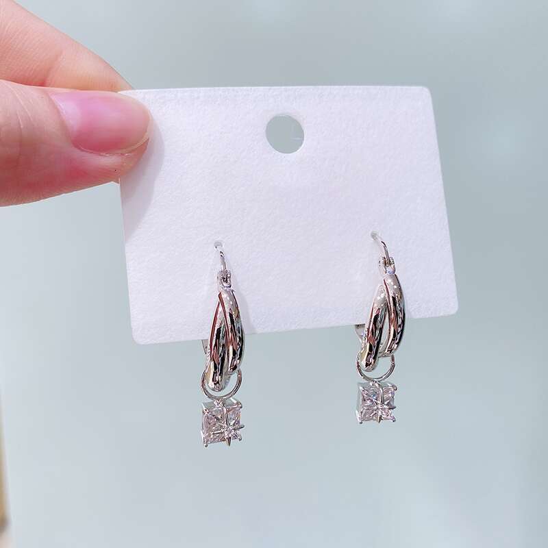 Ring Earrings Fashion Jewelry Inlaid With Spure Sier Reverse Color Pyroxene Full Dia moissanite earring