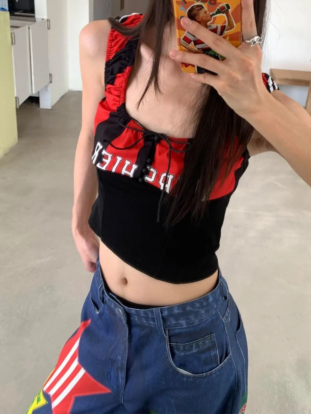 High Street Y2k Jeans Star Letter Print Floor Mopping Wide Leg Baggy Jeans Men and Women Hip Hop Gothic Fashion Trend Streetwear 250823