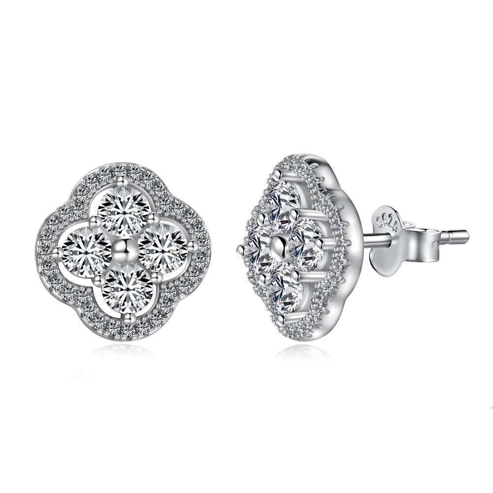 mini flower clover stud luxury jewelry luxury earrings jewelry 925 sterling silver moissanite earrings exquisite pearls earings ony earing women uniqu