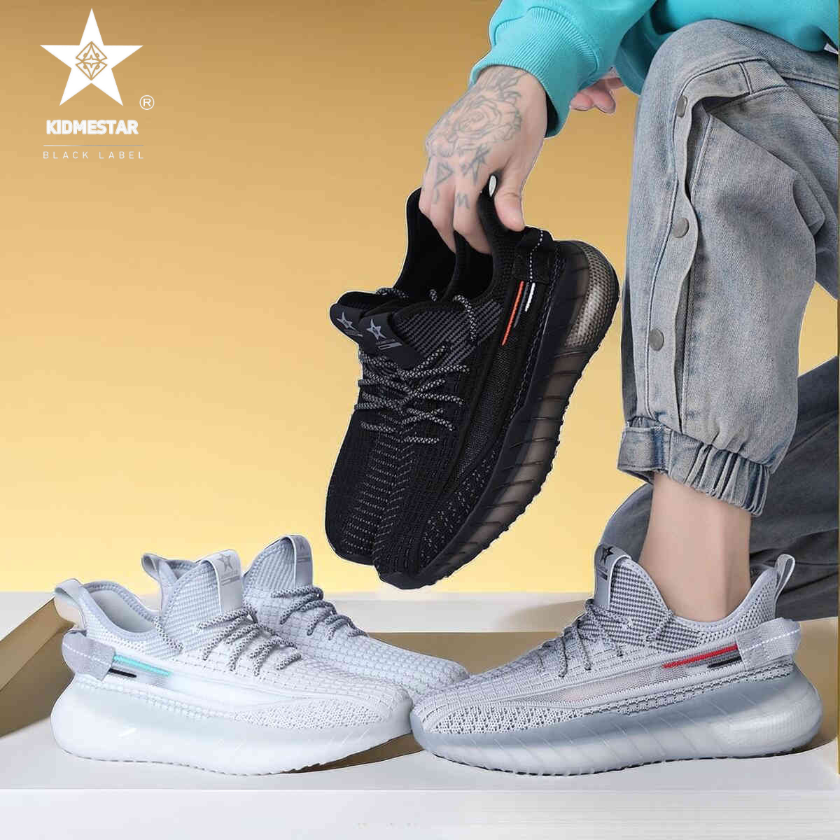 KIDMESTAR Men's Breathable Designer Outdoor Sports Shoes Fashionable Classic Flat Shoes Trendy Soft-soled Sports Running Shoes Casual Luxury Brea