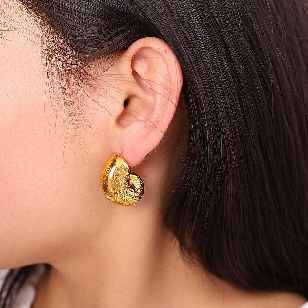 earrings wedding party jewelry 18K gold plated Luxury double stud geometry Famous women's round stainless steel