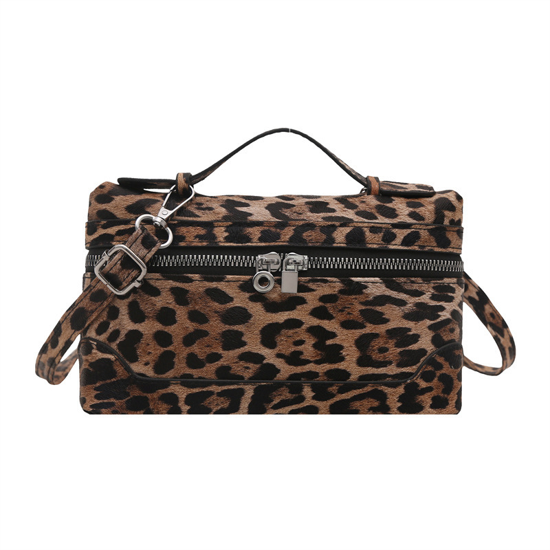 2025 Early Spring Free Delivery To Your Door Luxury Bag Handheld Leopard Print Box Square Bag Retro Trendy Storage Bag Single Shoulder Crossbody Bag D