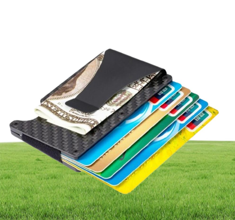 carbon fiber rfid anti thief credit card holder aluminium metal magic minimalist wallet men business ID bank cardholder case bag6834750