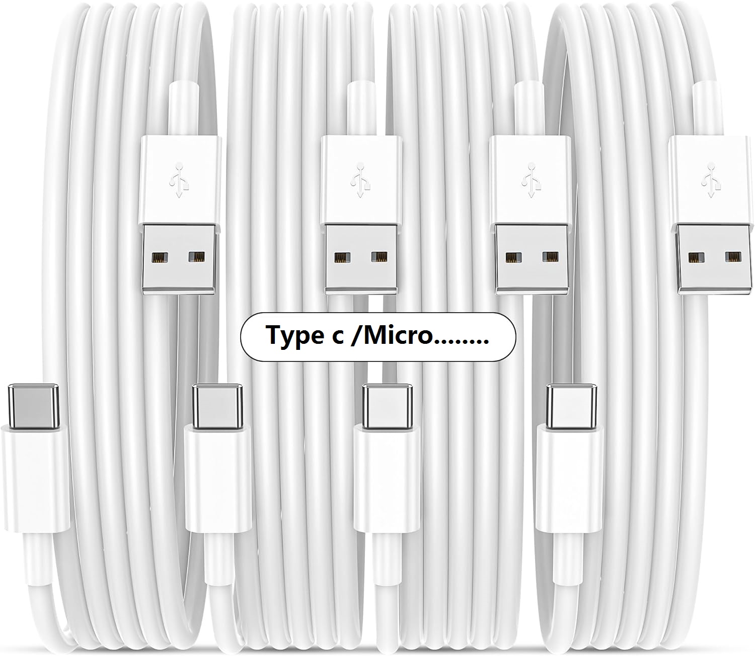 1M 3FT White USB C Type c Micro V8 5Pin Charger Cable Charging Cables Wire For Samsung Galaxy S10 S23 S23 S24 Utral Htc LG Android Phone