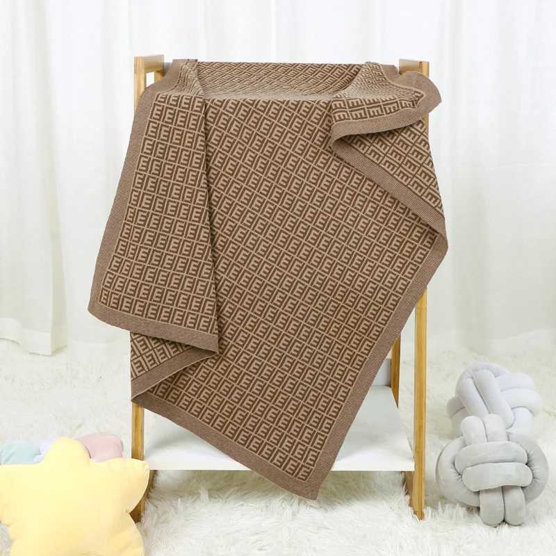 Newborn Baby Blanket 100%Cotton Knit Plaid Girl Boy Stroller Swaddle Super Soft Sleep Sack Infant Bed Crib Letter Quilt 100*80CM L250822