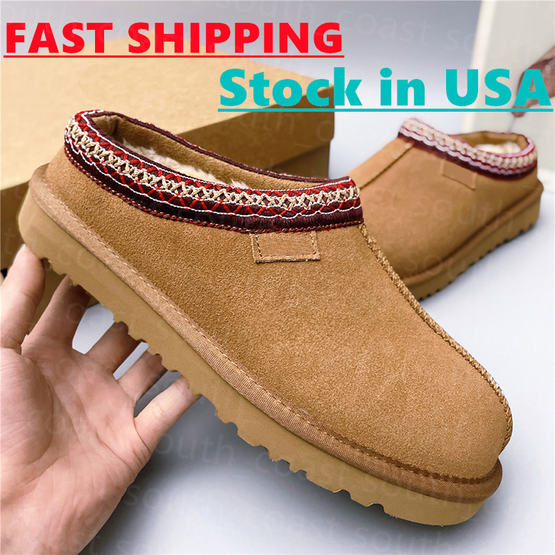 Tasman Slipper men Womens fur slides Chestnut mens slide classic fluffy slippers tazzman shearling sliders ultra mini snow boot men winter shoes designer booties