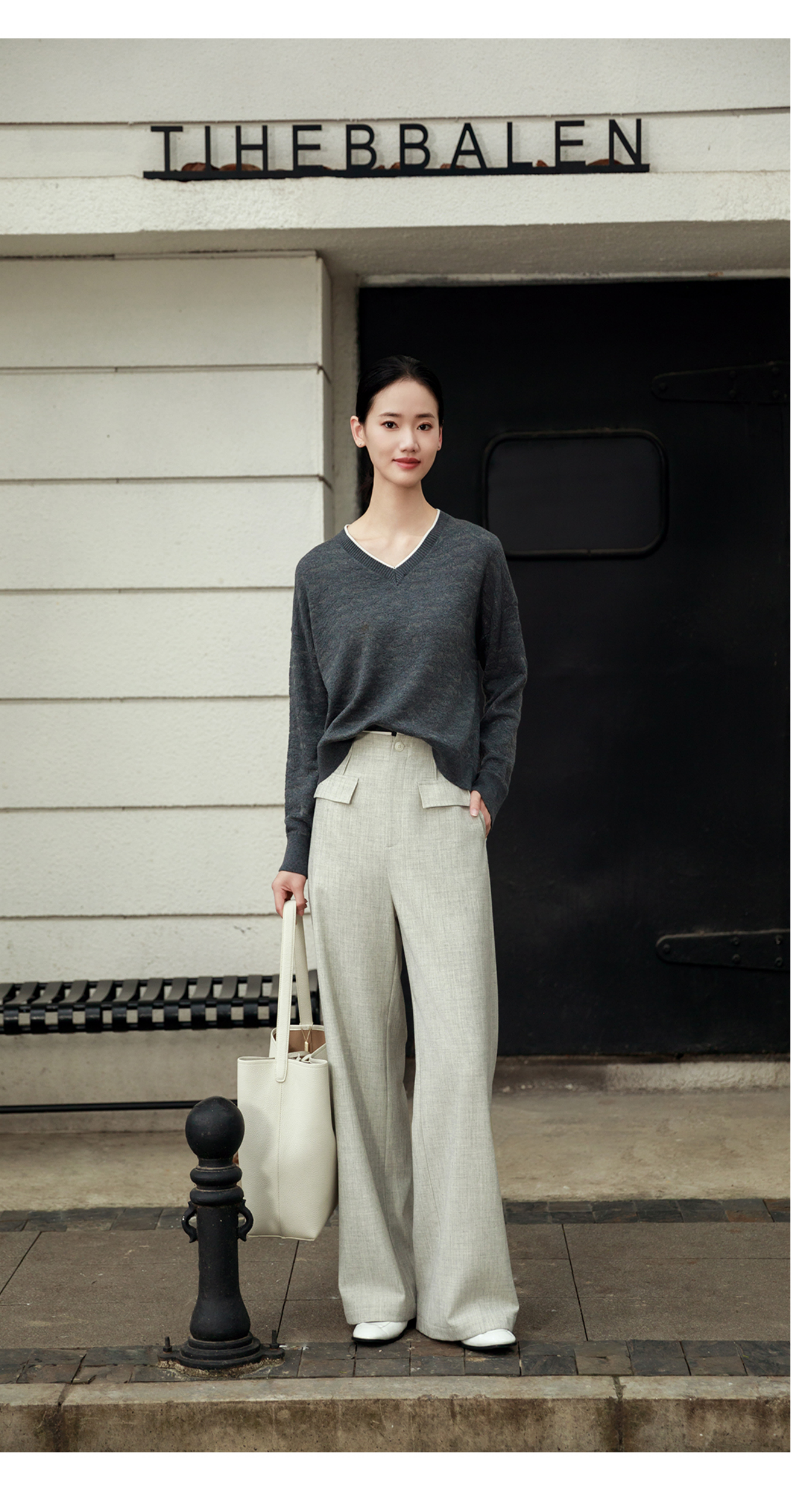 Women's V-neck Knitted Sweater - Stylish Wool Blend Long Sleeve Pullover for Fall/Winter - A40518