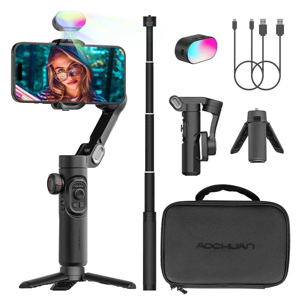 Stabilizers AOCHUAN Smart XE Combo1 3 Axis Handheld Gimbal For Iphone And Android Smartphone Stabilizer With Extension Rod
