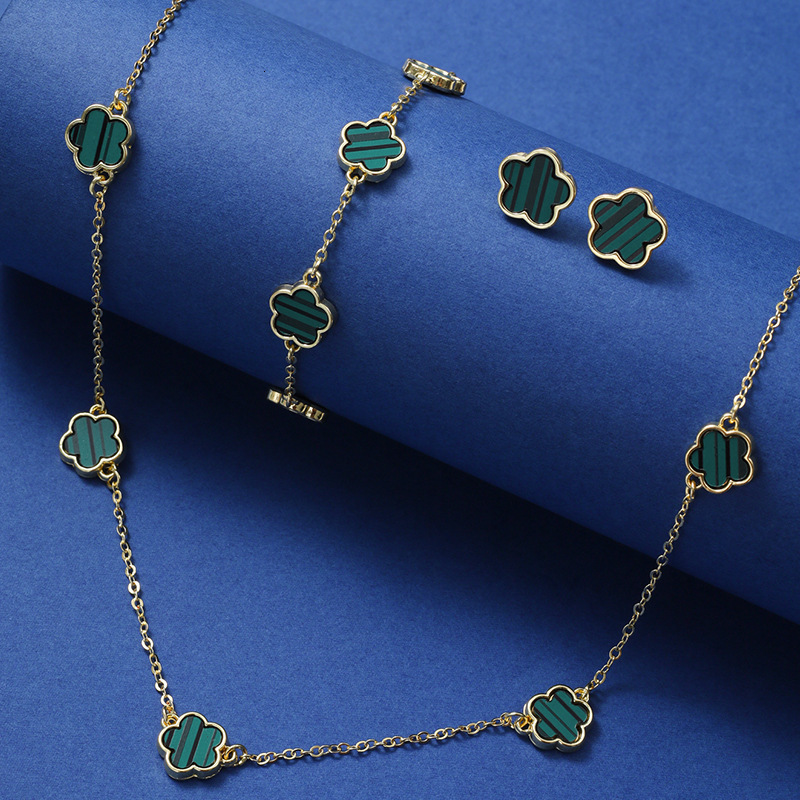 Lucky Five-Petal Clover Luxurys designer Fashion style Earrings Necklace Three-Piece Fashion Five-Leaf Flower Jewelry Set