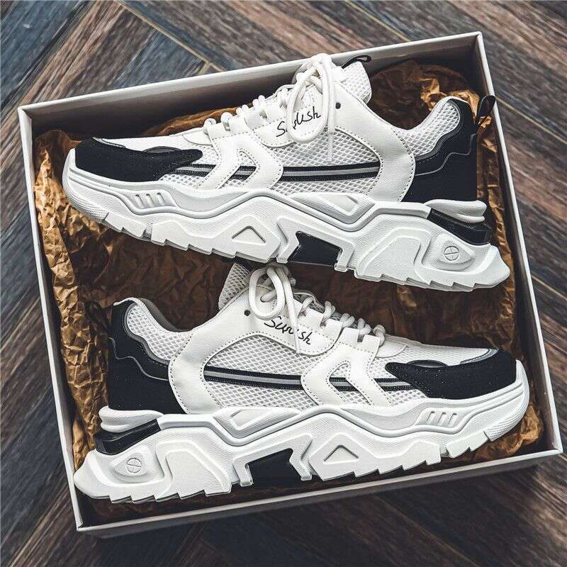 Men's Summer Breathable New Style Trend All-match Youth Sports Leisure Thick Bottom Heightening Little White Dad Shoes