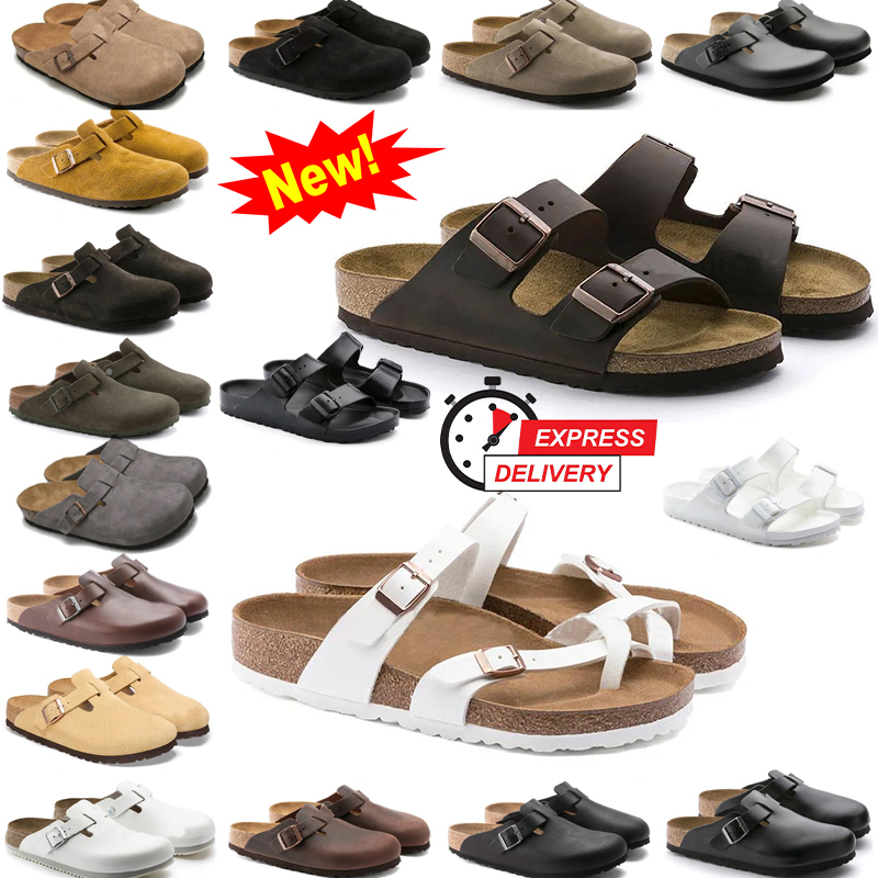 2025 New Designer Clog Slippers Women Men Flat Heels Beach Slides Real Double Buckle Cork Sandals Outdoor Shoes Brown Grey Coffee Size 35-45
