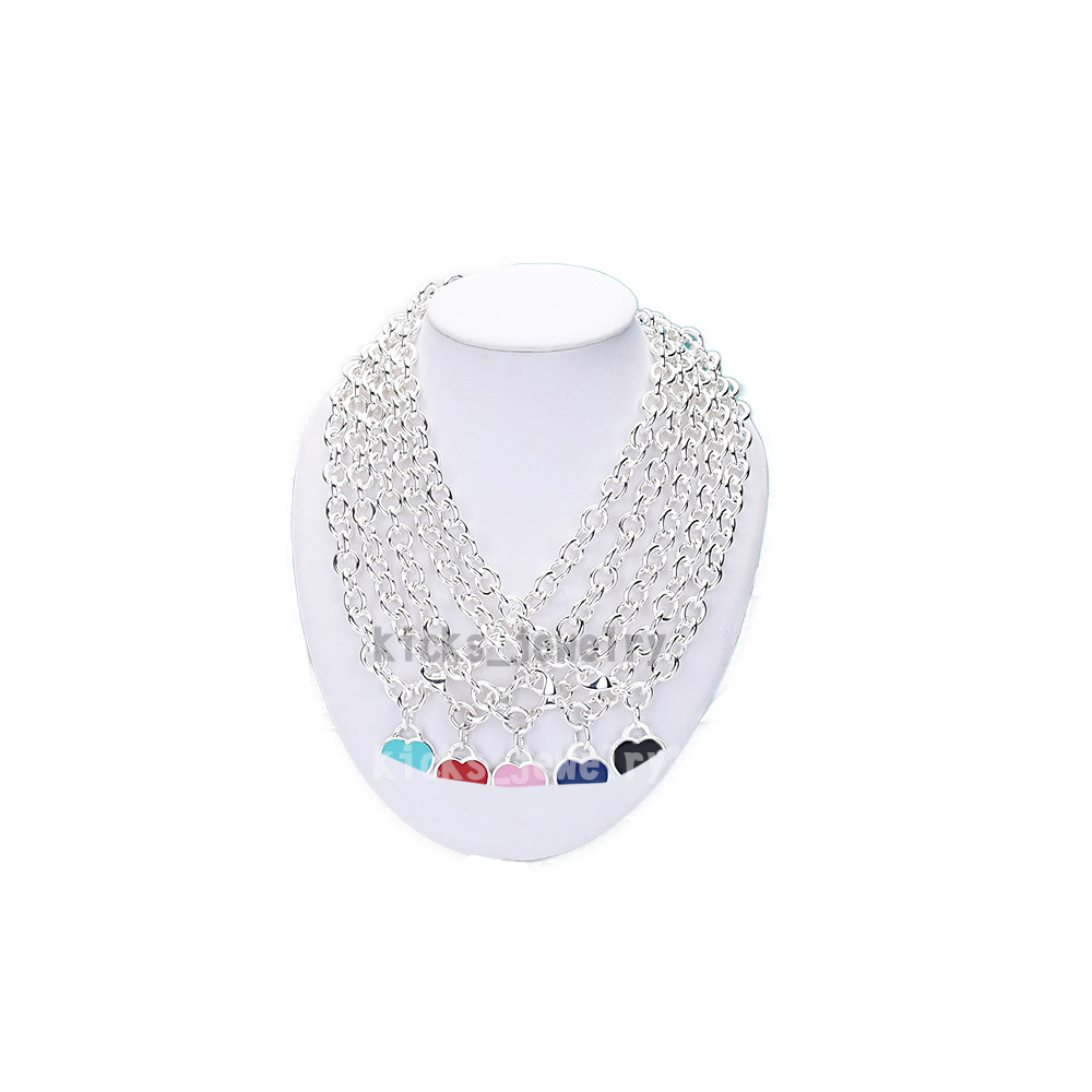 Classic designer necklace fashionable heart-shaped necklace enamel necklace heart pendant thick chain metallic clavicle chain comes with box and dust bag