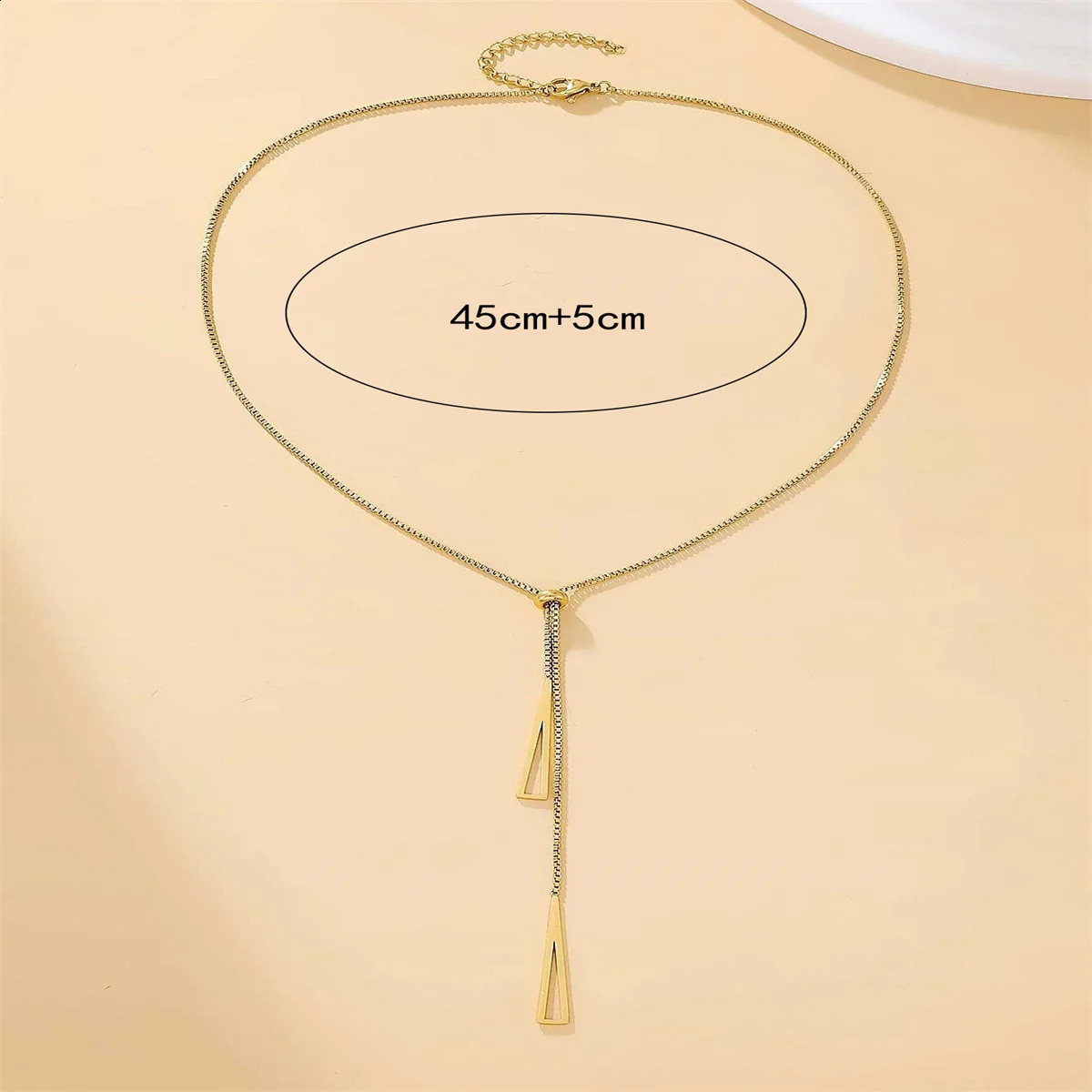 Fashion Gold Color Triangle Pendant Necklace Stainless Steel Simple Charm Y Lariat Necklaces for Women Boho Minimalist Jewelry 250811
