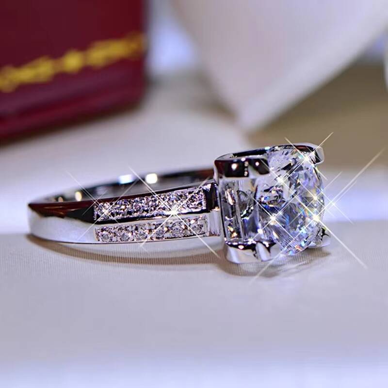 Luxury 925 Silver Pass Diamond Test 1 Ct D Color Moissanite Cow Head Wedding Ring Excellent Cut Top Quality Moissanite Rings