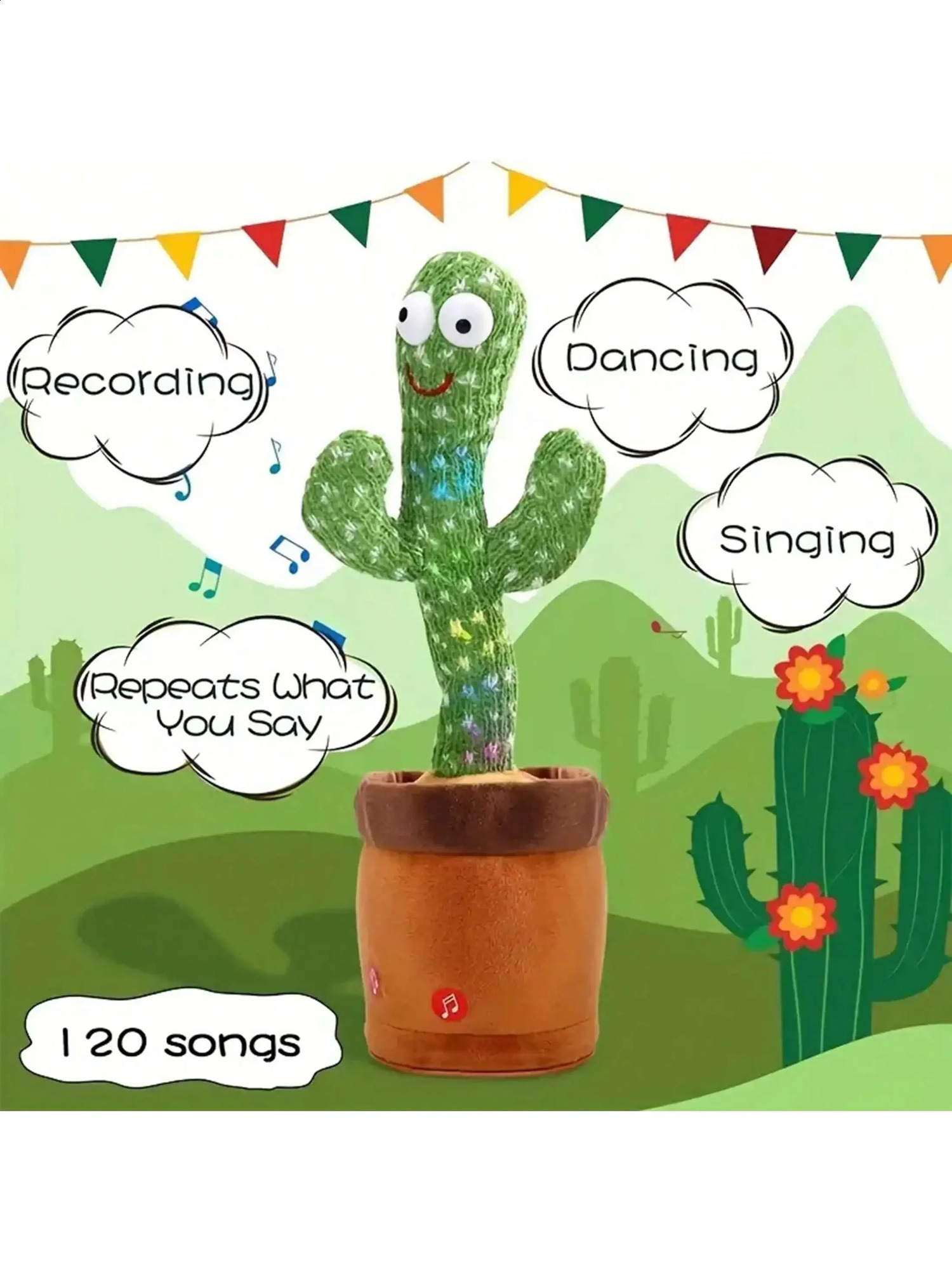1pc-A Talking Cactus Toy That Can Be Charged Recorded And Repeated Suitable For Spanish English And Arabic Voice Changer 250822