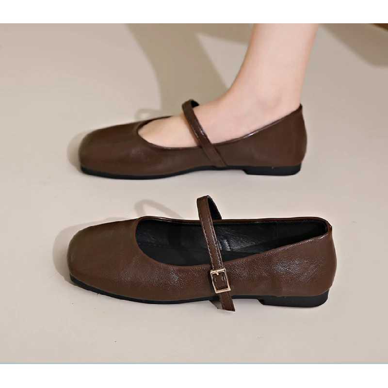 2025 New Wens French Vintage Mary Janes - Genuine Leather Flats with Antique Brass Buckle Low Heel Dress Shoes for Spring Y250823