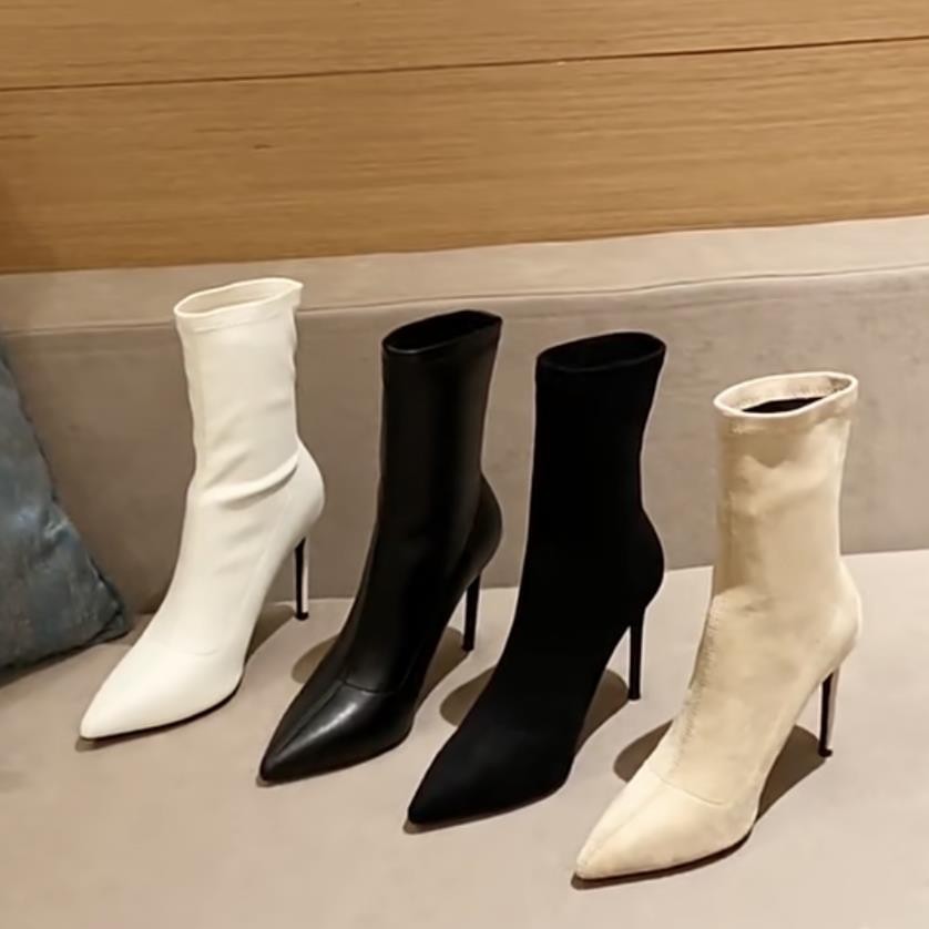 2025 Autumn/Winter New Short Boots Elegant Black Pointed Fine Heel Suede Premium Luxury Fashion Boots Women - view 6