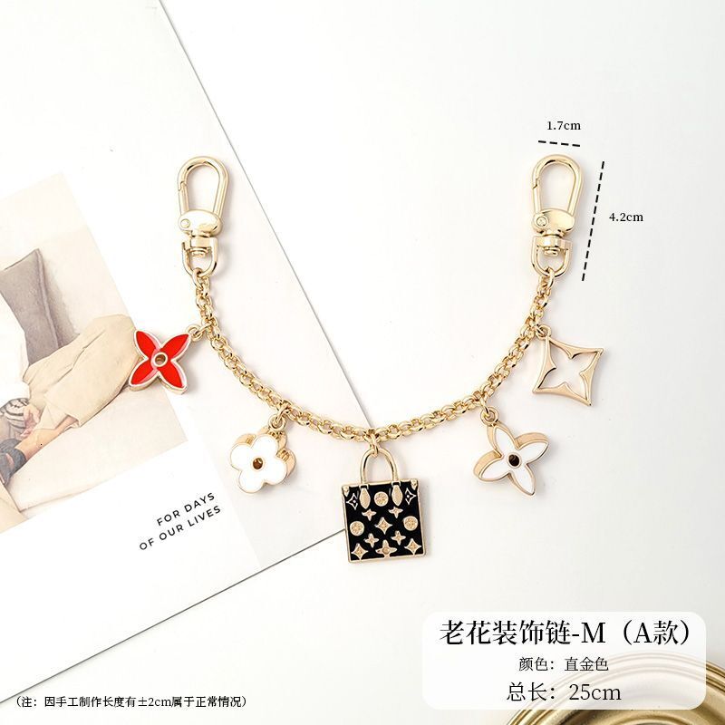 Suitable for Croissant Decoration Vintage Flower Modification Strap Bucket Bag Luxurys designer Fashion style Extension Chain Accessories Metal Pendan