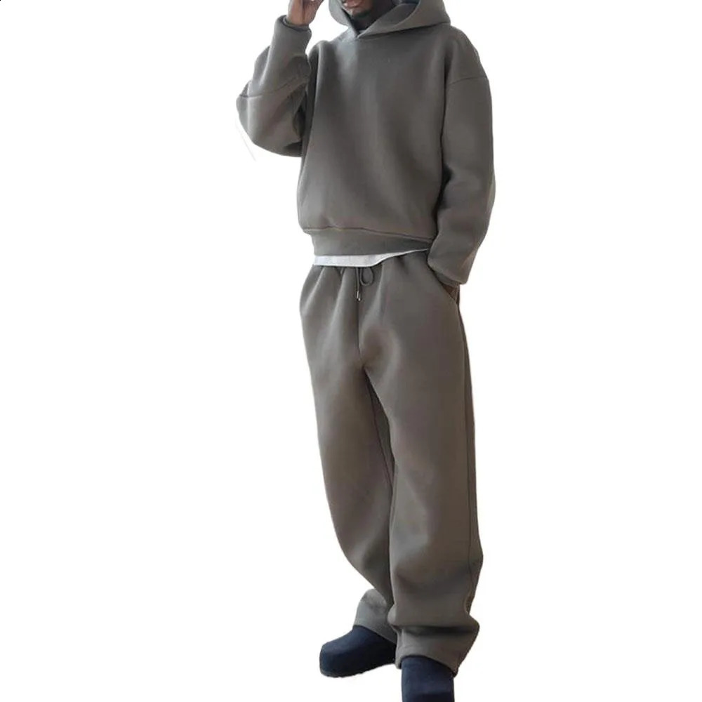 Mens Sweatshirt Sets 2 Pieces Sale Spring Male Hoody Pullover Loose Hoodie Coats High Elastic Wide Leg Pant Suits YKD20250520 250822