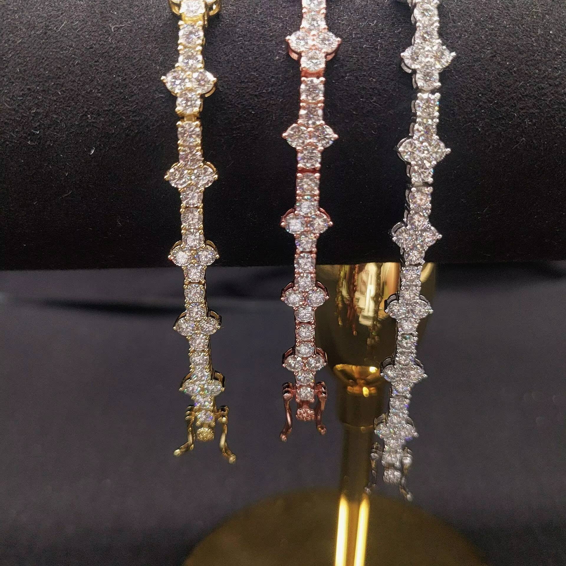 Hot Wholesale Unisex S925 Silver 3/4mm Cross Tennis Bracelets Males D-Color Hip Hop Moissanite Bracelet