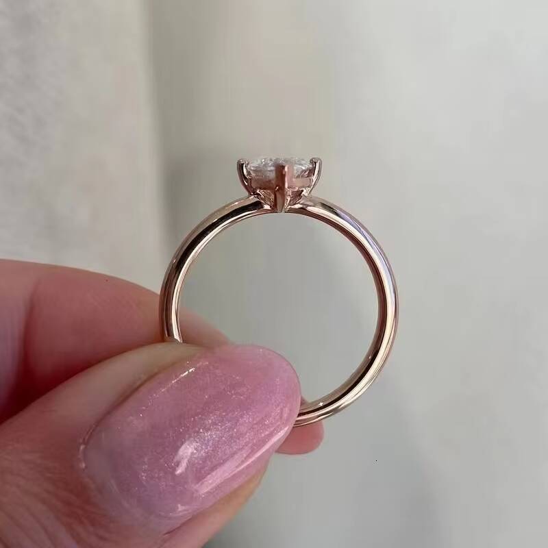 1.5CT Marquise Moissanite Diamond Ring 14K Rose Gold Fancy Moissanite Diamond Engagement Halo Rings for Women