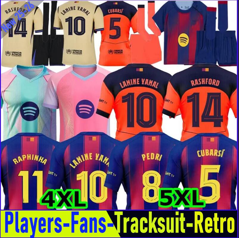 24 25 26 Barcelone soccer jerseys RAPHINHA LAMINE YAMAL LEWANDOWSKI Barcelonaes futbol shirt PEDRI ANSU GAVI ERIC RASHFORD 2025 Tracksuit man kids kit