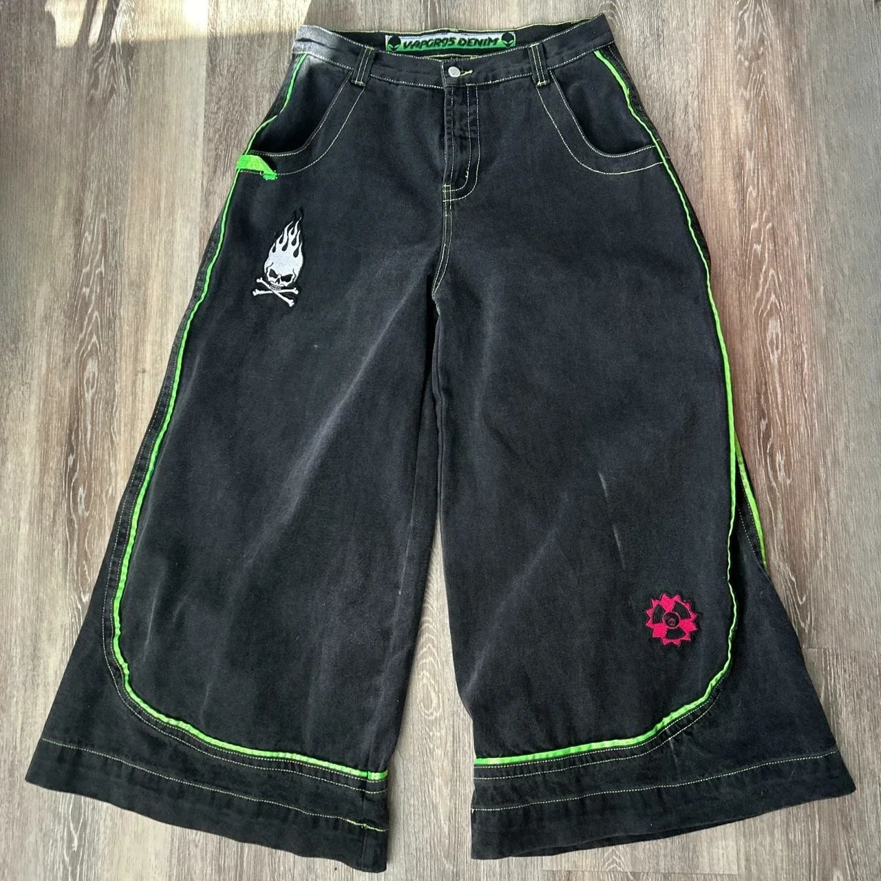 Jeans Spring and Autumn European American wideleg loose alien pattern trousers 2024 high street trend hiphop men 250822