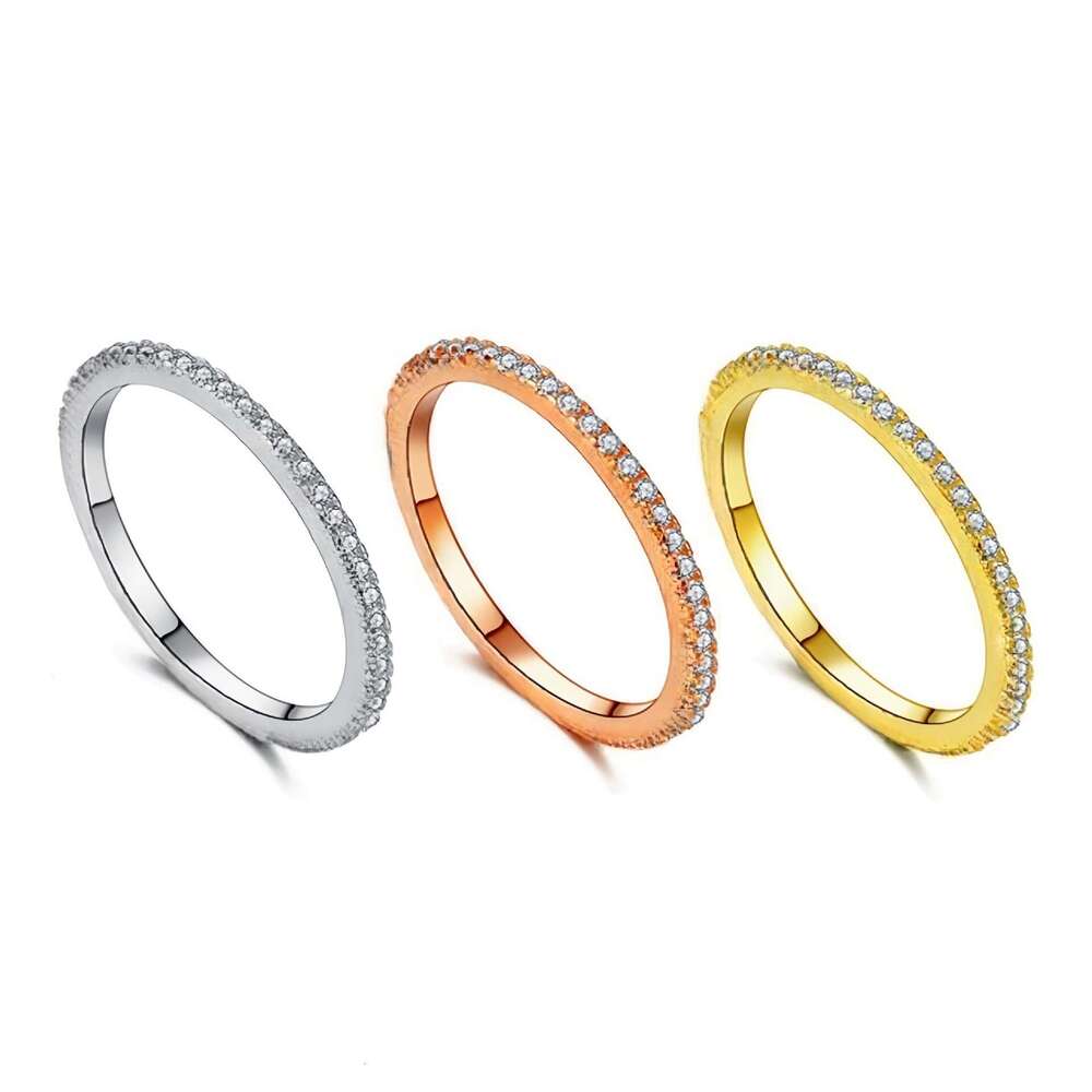 Designer Fashion Simple Full Diamond S Shape 14K Real Gold Personalized Couple Rings High Quality Textured Matching Jewelry Gift for Partners