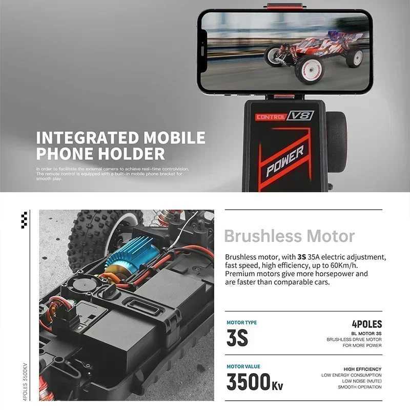 WLtoys 124008 60KM/H 4WD RC Car 3S Professional Racing Car Brushless Electric High Speed Off-Road Drift Remote Control Toys Gift L250822