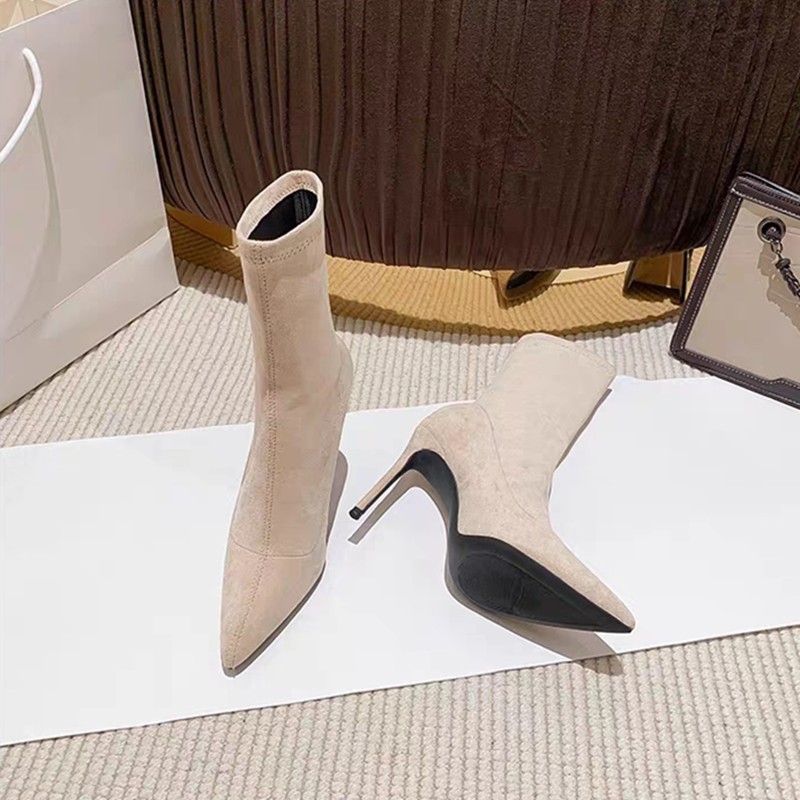 2025 Autumn/Winter New Short Boots Elegant Black Pointed Fine Heel Suede Premium Luxury Fashion Boots Women - view 5