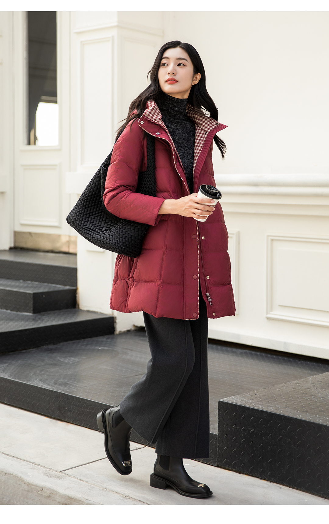 Autumn Winter Womens Casual Deep Color Broad Leg Pants Comfortable Lazy Day Outfit - K48552