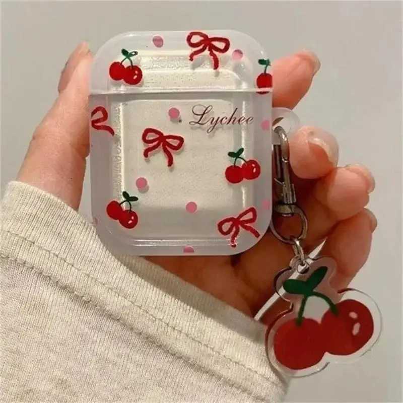 Lovely Cherry Blossom Bow For Air Pods 4 3 Pro 2 1 Bluetooth Headphones Cover with Keychain Silicone Cover Protective Case X250822