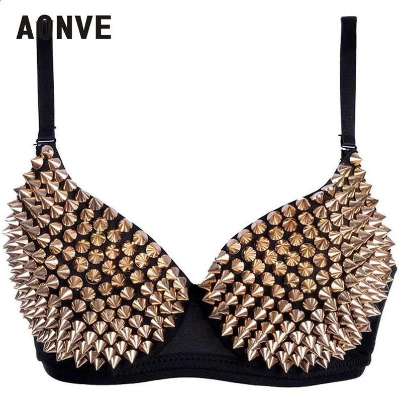 AONVE est Sexy Lingerie Sexy Womens Rhinestone Cover Bra Top Gold/Silver Plunge Wire Free Bralete Fashion Sequined Cover top 250822