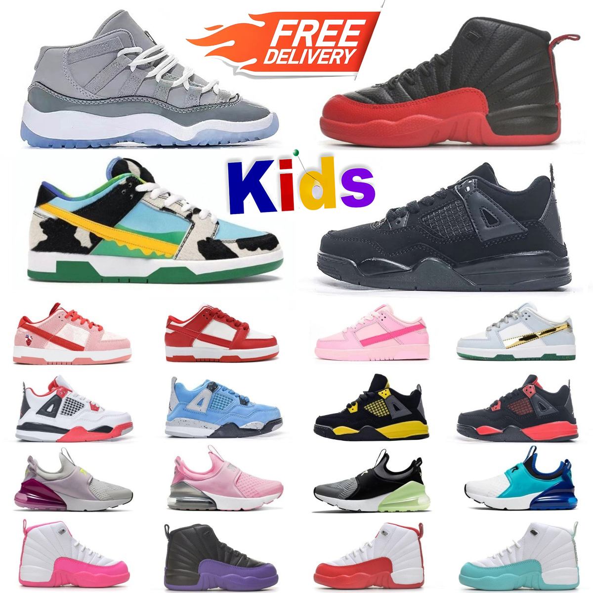 Kids Shoes Athletic Shoes Toddler Infants Trainers Sneaker Triple White Black Red Designer Running Shoe Preschool Girls Boys Babies Child Sports Sneakers Size 26-37