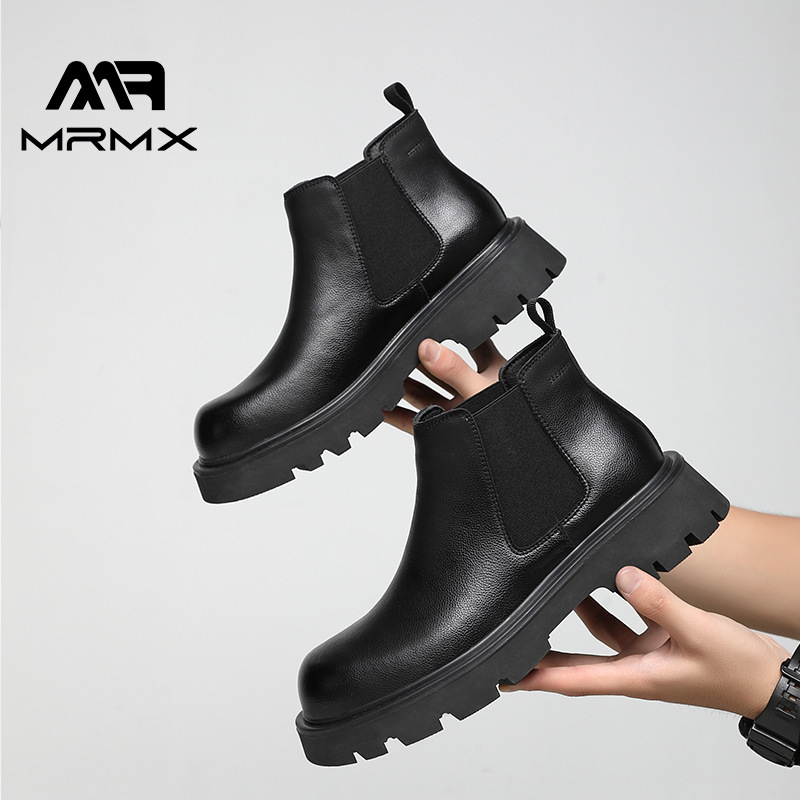 Chelsea New British Style Versatile Casual Elastic Big Toe High Top Men's Leather Shoes Martin Boots