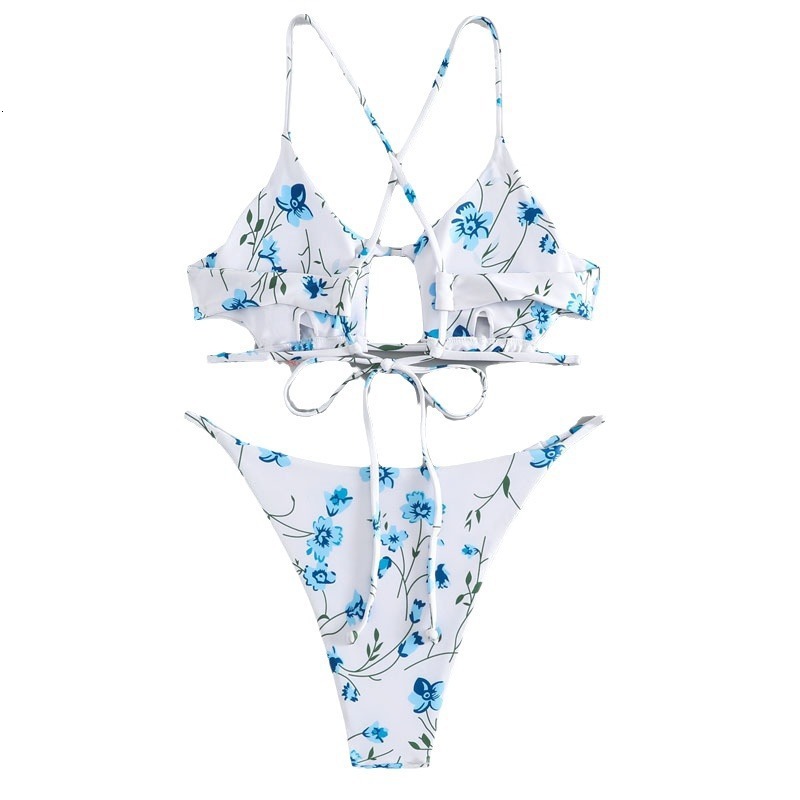 Summer New Floral Lace-up Hollow Swimsuit Fashion High-end Womens Swimsuit