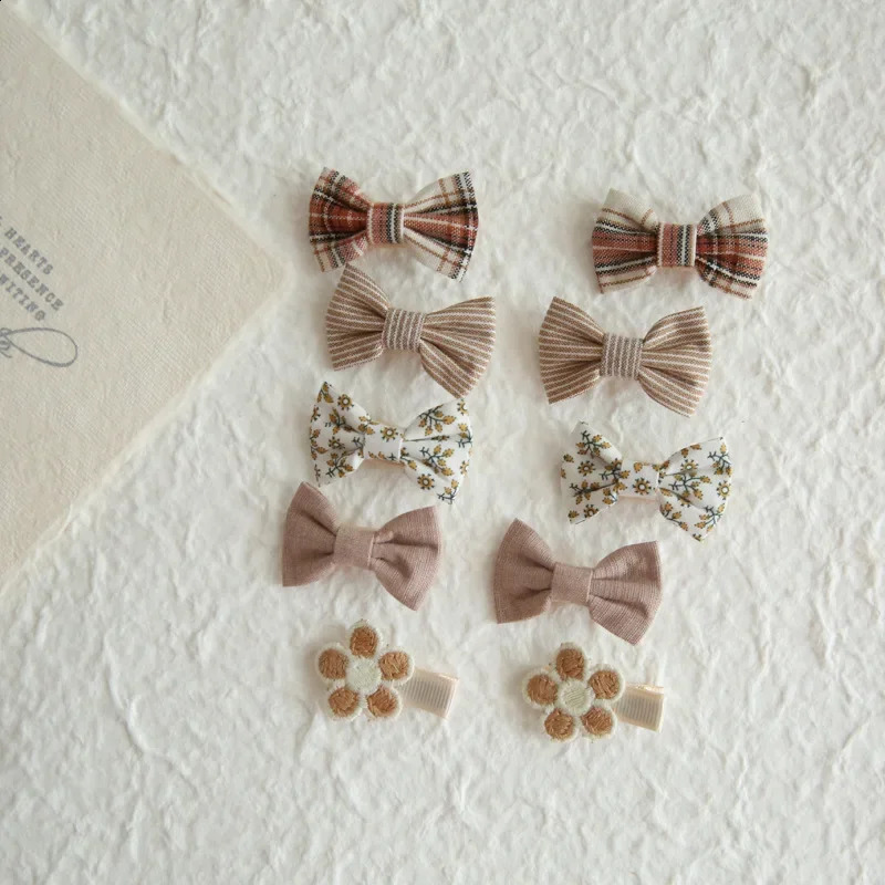 10Pcs/Set Childrens Hairpins Cute Headwear Hair Accessories Bow for Baby Girl Scrunchie Hair Clips Kids Barrettes Headwear 250822