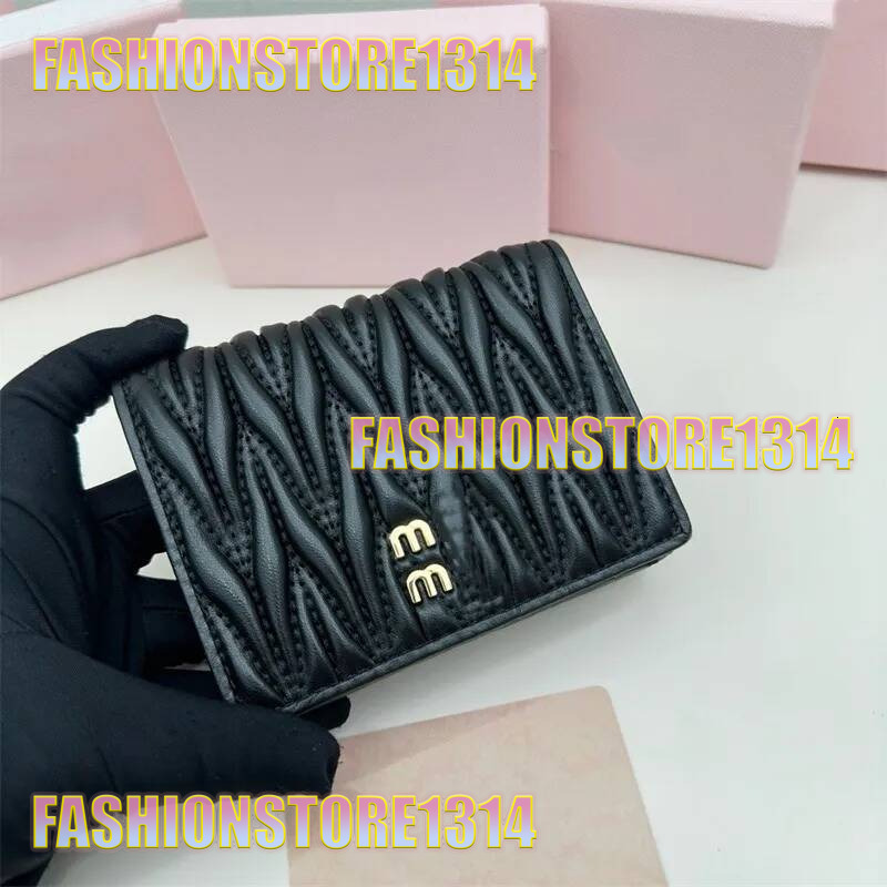 2025 Short Wallets Designer Wallet Pleated Card Holder Purses Holders Genuine Leather Mini Pouch Women Men 1f 95 a77