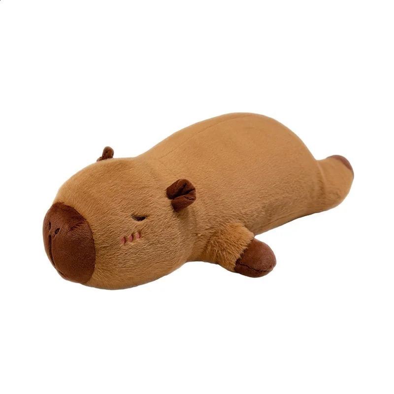 Kawaii Capybara Plush Toy Stuffed Capibara Fluffy Doll Long Sleep Soft Pillow Sofa Cushion Nap Sleeping Toys for School Xmas 250823